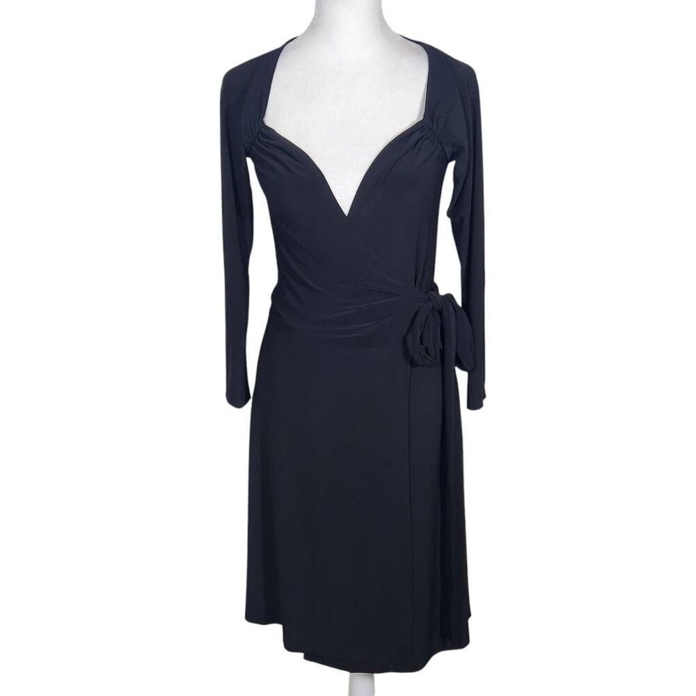 Norma Kamali Black Jersey Wrap Dress Size XS Black Mini Wrap Dress
